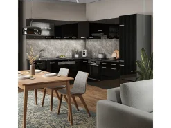 Cocina esquinera negro/antracita de alto brillo 287x60x81.6 r-line