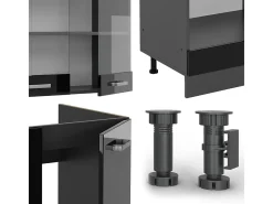 Cocina esquinera negro/antracita de alto brillo 287x60x81.6 r-line