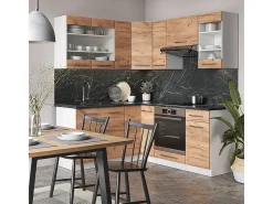 Cocina esquinera oro potencia roble/blanco 190x60x81.6 fame-line