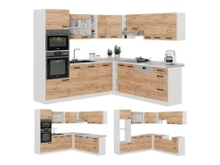 Cocina esquinera oro potencia roble/blanco 247x46x81.6 r-line