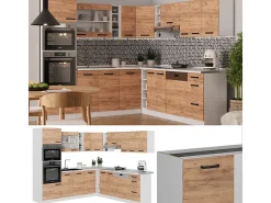 Cocina esquinera oro potencia roble/blanco 247x46x81.6 r-line