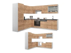 Cocina esquinera oro potencia roble/blanco 287x60x81.6 fame-line