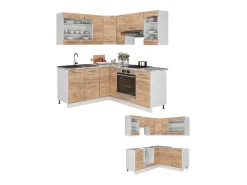 Cocina esquinera oro potencia roble/blanco 190x60x81.6 fame-line