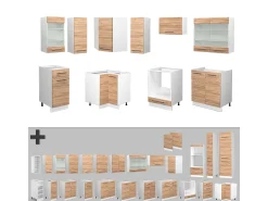 Cocina esquinera oro potencia roble/blanco 190x60x81.6 fame-line