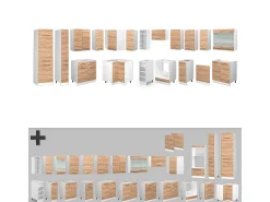 Cocina esquinera oro potencia roble/blanco 347x46x81.6 fame-line