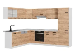 Cocina esquinera oro potencia roble/blanco 287x46x81.6 r-line