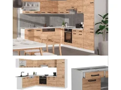 Cocina esquinera oro potencia roble/blanco 287x46x81.6 r-line