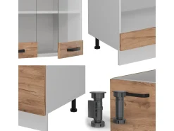 Cocina esquinera oro potencia roble/blanco 287x46x81.6 r-line