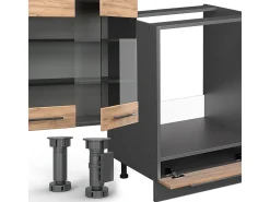 Cocina esquinera oro power roble/antracita 347x60x81.6 fame-line