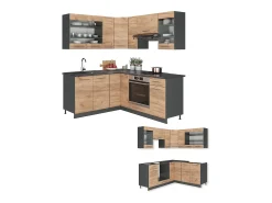 Cocina esquinera oro power roble/antracita 190x60x81.6 fame-line