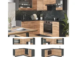 Cocina esquinera oro power roble/antracita 190x60x81.6 fame-line