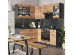Cocina esquinera oro power roble/antracita 190x60x81.6 fame-line