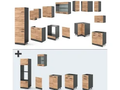 Cocina esquinera oro power roble/antracita 287x60x81.6 r-line