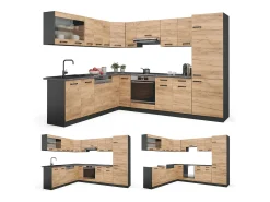 Cocina esquinera oro power roble/antracita 287x60x81.6 r-line