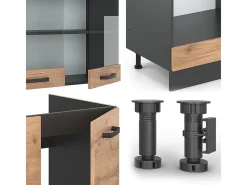 Cocina esquinera oro power roble/antracita 287x60x81.6 r-line