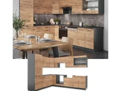 Cocina esquinera oro power roble/antracita 287x60x81.6 fame-line