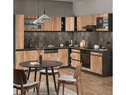 Cocina esquinera oro power roble/antracita 277x60x81.6 r-line