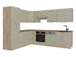 Cocina esquinera panel de roble/roble goldkraft 227x60x81.6 fame-line