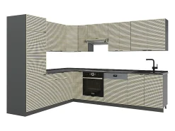 Cocina esquinera panel de roble/antracita 287x60x81.6 fame-line