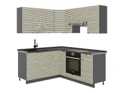 Cocina esquinera panel de roble/antracita 190x60x81.6 fame-line