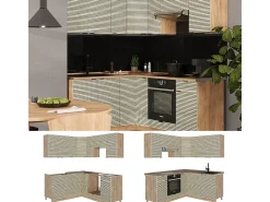 Cocina esquinera panel de roble/roble goldkraft 190x46x81.6 fame-line