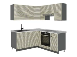 Cocina esquinera panel de roble/antracita 190x46x81.6 fame-line