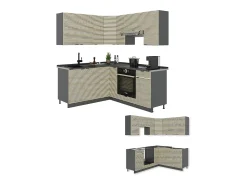Cocina esquinera panel de roble/antracita 190x46x81.6 fame-line