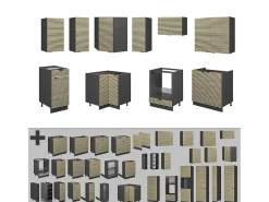 Cocina esquinera panel de roble/antracita 190x46x81.6 fame-line