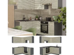 Cocina esquinera panel de roble/antracita 190x46x81.6 fame-line