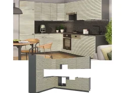 Cocina esquinera panel de roble/antracita 287x46x81.6 fame-line