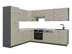 Cocina esquinera panel de roble/antracita 287x46x81.6 fame-line