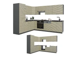 Cocina esquinera panel de roble/antracita 287x46x81.6 fame-line