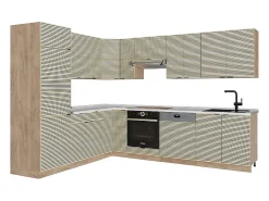Cocina esquinera panel de roble/roble goldkraft 227x60x81.6 fame-line