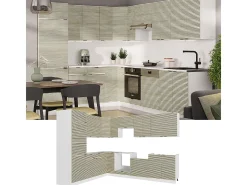 Cocina esquinera panel roble/blanco 287x60x81.6 fame-line