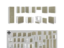 Cocina esquinera panel roble/blanco 287x46x81.6 fame-line