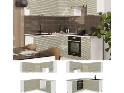 Cocina esquinera panel roble/blanco 190x60x81.6 fame-line