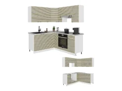 Cocina esquinera panel roble/blanco 190x60x81.6 fame-line