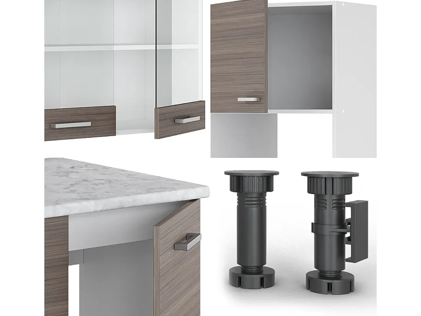 Cocina esquinera precioso gris/blanco 247x46x81.6 r-line