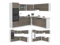 Cocina esquinera precioso gris/blanco 247x46x81.6 r-line