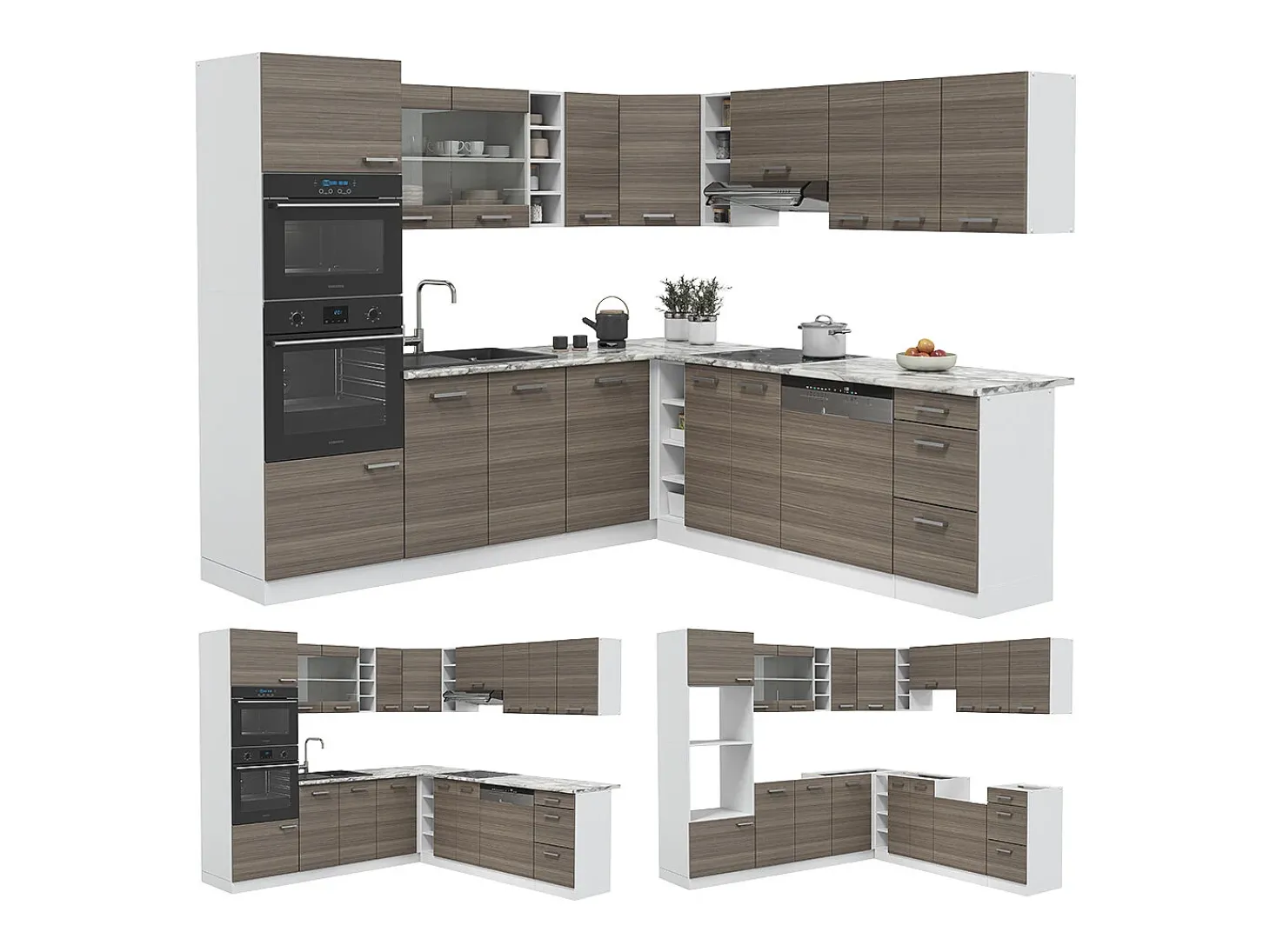 Cocina esquinera precioso gris/blanco 247x46x81.6 r-line