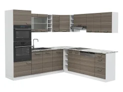 Cocina esquinera precioso gris/blanco 247x46x81.6 r-line