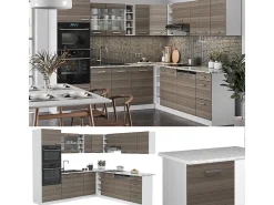 Cocina esquinera precioso gris/blanco 247x46x81.6 r-line