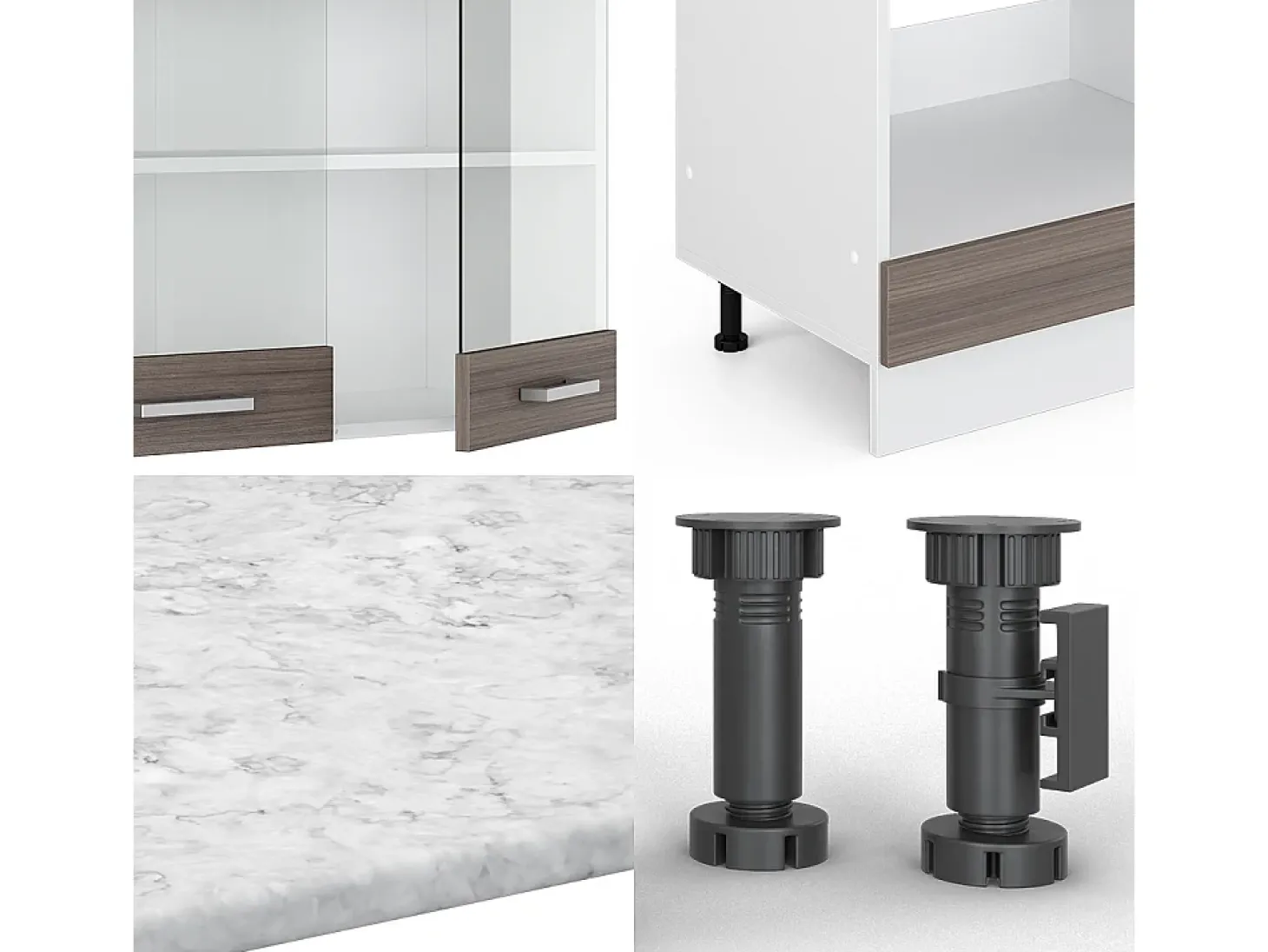 Cocina esquinera precioso gris/blanco 287x60x81.6 r-line