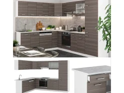 Cocina esquinera precioso gris/blanco 287x60x81.6 r-line