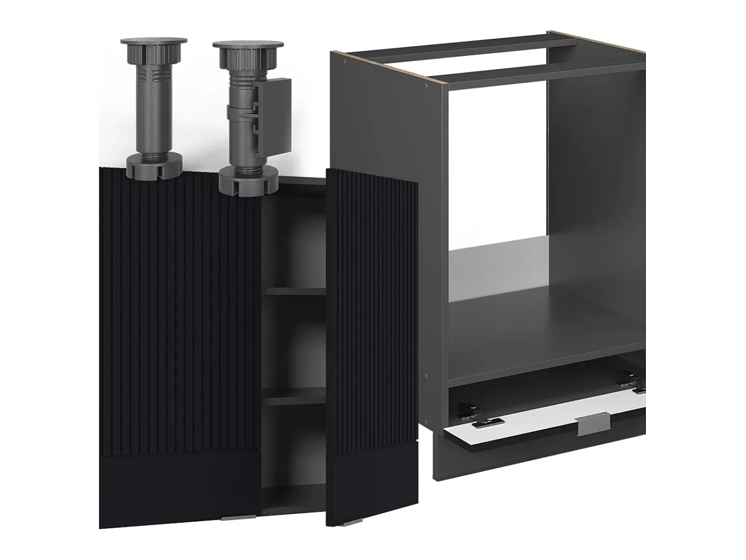 Cocina esquinera rayas negras/antracita 190x60x81.6 fame-line