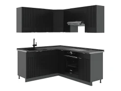 Cocina esquinera rayas negras/antracita 190x60x81.6 fame-line