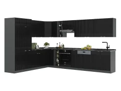 Cocina esquinera rayas negras/antracita 347x60x81.6 fame-line