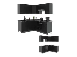 Cocina esquinera rayas negras/antracita 190x60x81.6 fame-line