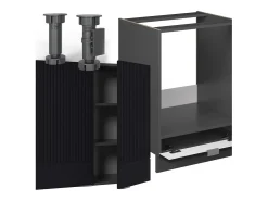 Cocina esquinera rayas negras/antracita 190x60x81.6 fame-line