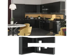 Cocina esquinera rayas negras/antracita 347x60x81.6 fame-line